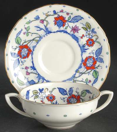 Blue Chelsea Flat Cream Soup Bowl & Saucer Set