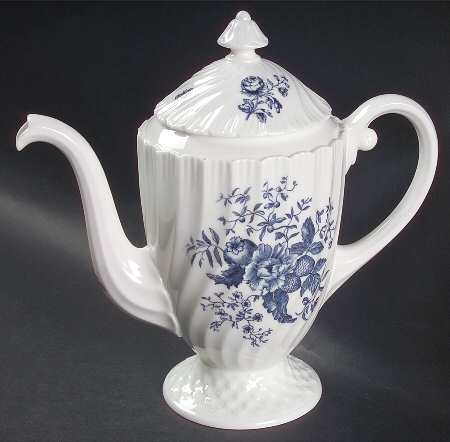 Blue Sprays (White) Mini Coffee Pot & Lid