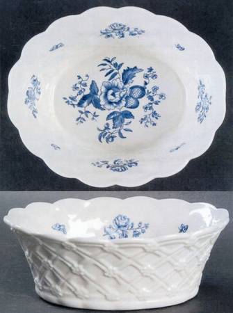 Blue Sprays (White) 6" Oval All Purpose Bowl