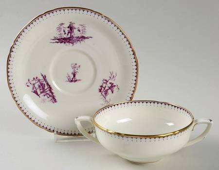 Chippendale Flat Cream Soup Bowl & Saucer Set