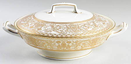 Embassy White and Gold Round Covered Vegetable