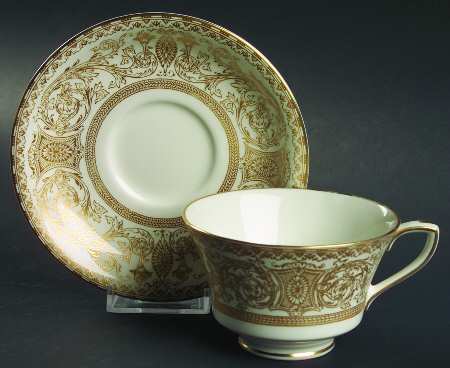 Embassy White and Gold Footed Cup & Saucer Set