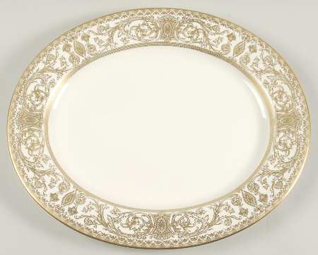 Embassy White and Gold 15" Oval Serving Platter