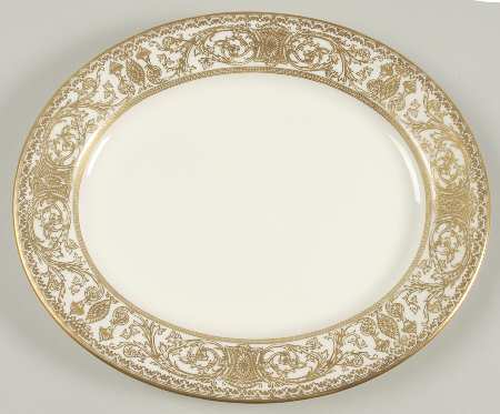 Embassy White and Gold 11" Oval Serving Platter