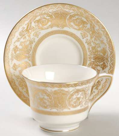 Embassy White and Gold Footed Demitasse Cup & Saucer Set