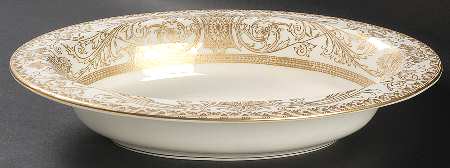 Embassy White and Gold 10" Oval Vegetable Bowl