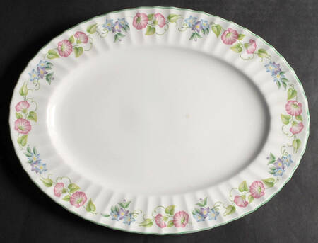 English Garden (Green Trim) 13" Oval Serving Platter