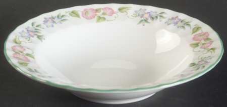 English Garden (Green Trim) Rim Fruit/Dessert (Sauce) Bowl