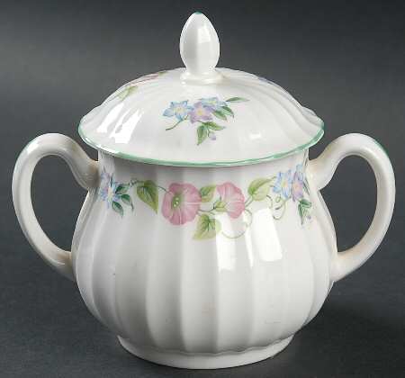 English Garden (Green Trim) Sugar Bowl & Lid