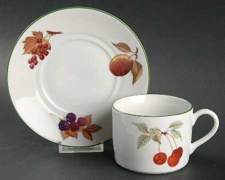 Evesham Vale Flat Cup & Saucer Set by Royal Worcester