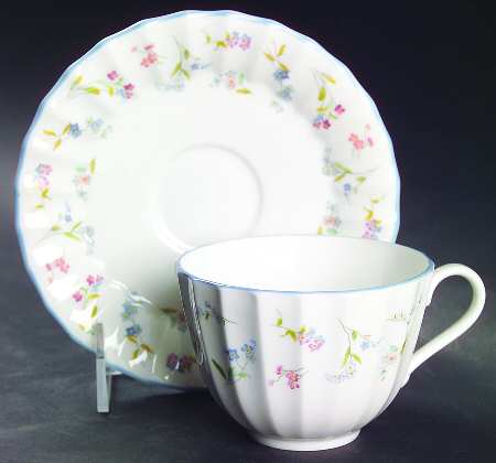 Forget Me Not Blue Flat Cup & Saucer Set