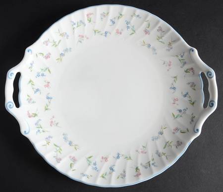 Forget Me Not Blue Handled Cake Plate