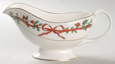 Holly Ribbons Gravy Boat