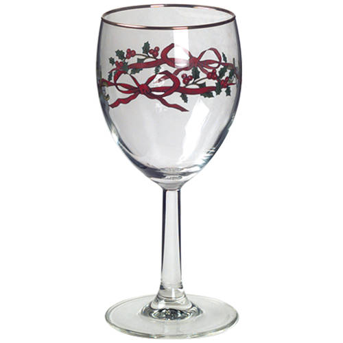 Holly Ribbons 10 Oz Glassware Wine
