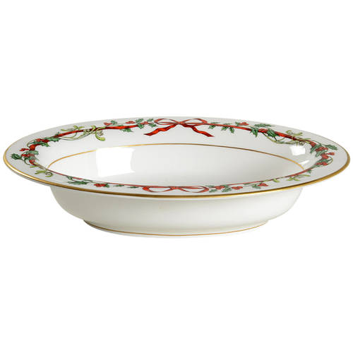 Holly Ribbons 10" Oval Vegetable Bowl