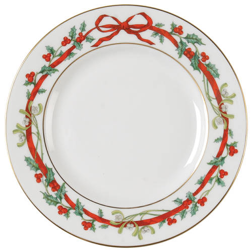 Holly Ribbons Bread & Butter Plate