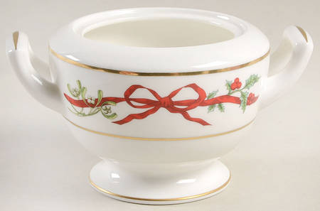 Holly Ribbons Sugar Bowl No Lid