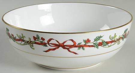 Holly Ribbons 9" Salad Serving Bowl