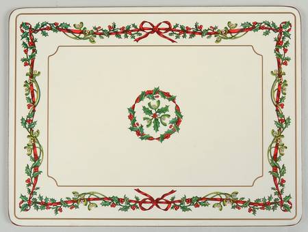 Holly Ribbons Corkboard Placemat