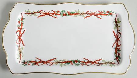 Holly Ribbons 13" Sandwich Tray