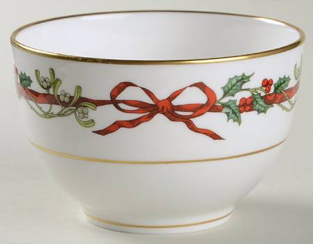 Holly Ribbons Open Sugar Bowl