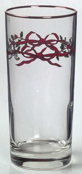 Holly Ribbons 14 Oz Glassware Highball