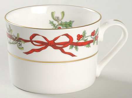 Holly Ribbons Flat Cup