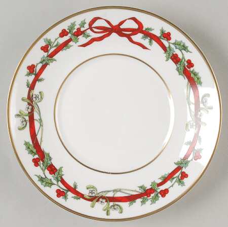 Holly Ribbons Saucer for Flat Cup