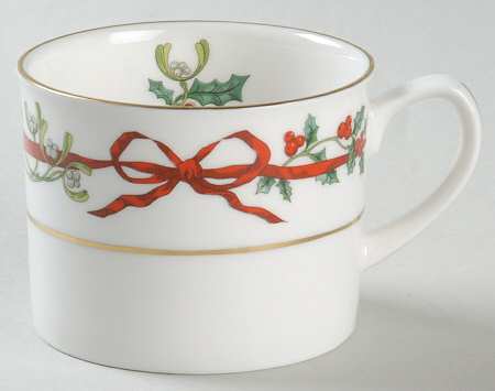 Holly Ribbons Flat Cup