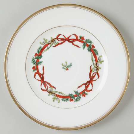 Holly Ribbons Accent Salad Plate