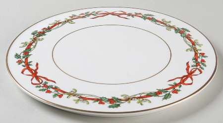 Holly Ribbons Cake Plate