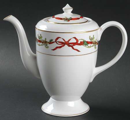 Holly Ribbons Coffee Pot & Lid