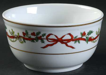 Holly Ribbons Oven-To-Table Pudding Bowl