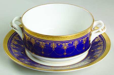 Imperial Blue Flat Cream Soup Bowl & Saucer Set