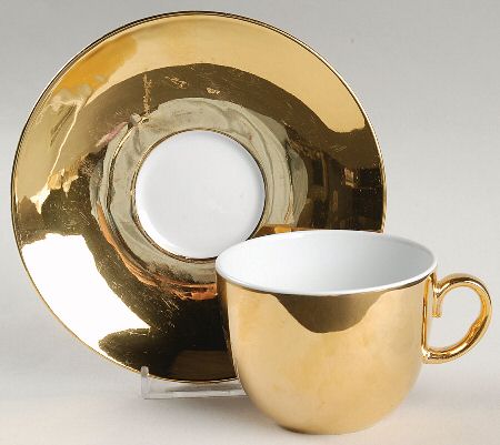 Lustre Gold Flat Cup & Saucer Set
