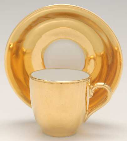 Lustre Gold Flat Demitasse Cup & Saucer Set