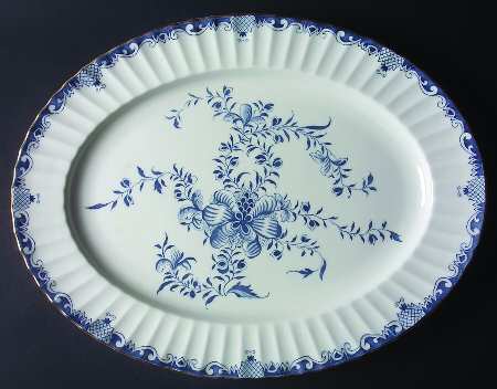 Mansfield Blue 17" Oval Serving Platter