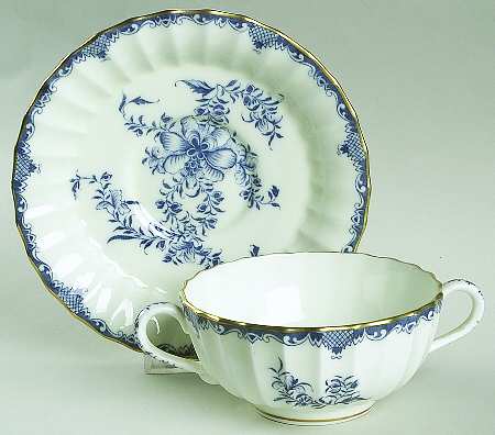 Mansfield Blue Footed Cream Soup Bowl & Saucer Set