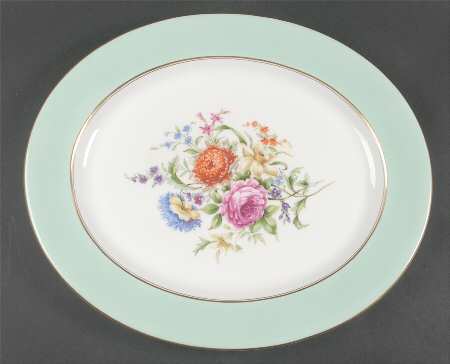 Miranda Light Green 15" Oval Serving Platter