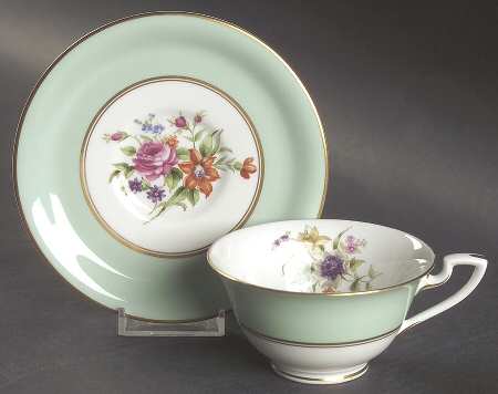 Miranda Light Green Footed Cup & Saucer Set