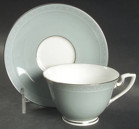 Orleans (Platinum Trim) Footed Cup & Saucer Set