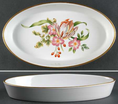 Pershore (Gold Trim) 12'' Oval Baker