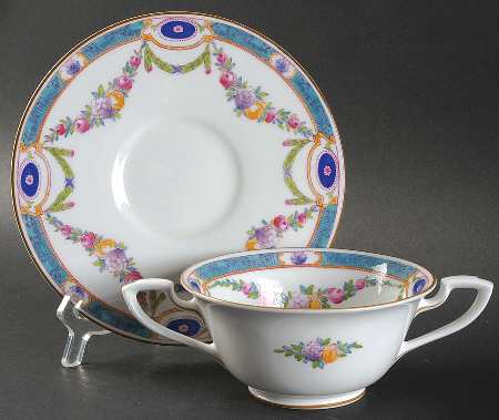 Puritan Footed Cream Soup Bowl & Saucer Set