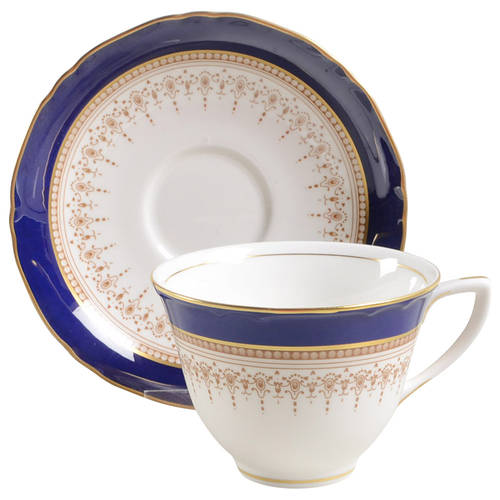 Regency Blue Flat Cup & Saucer Set