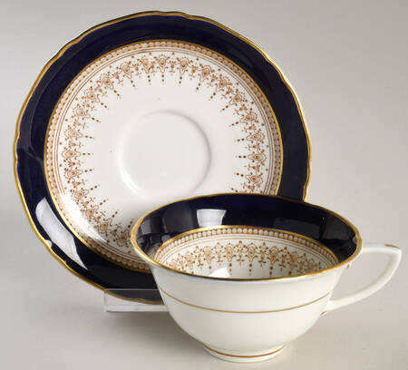 Regency Blue Flat Cup & Saucer Set