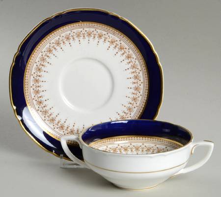 Regency Blue Flat Cream Soup Bowl & Saucer Set