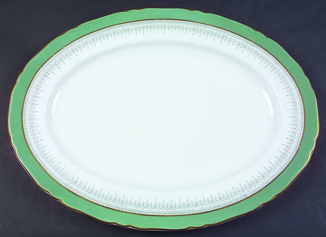 Regency Green and Gray (Newer) 17" Oval Serving Platter