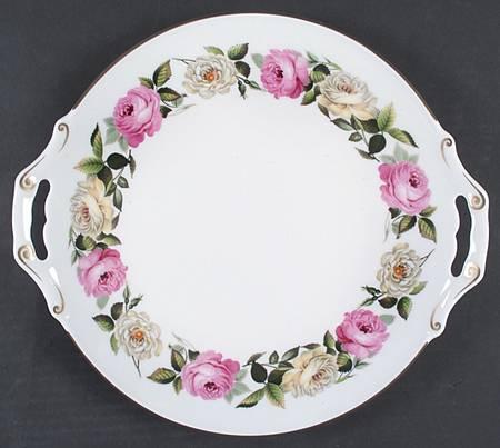 Royal Garden (Dotted Inner Ring) Handled Cake Plate