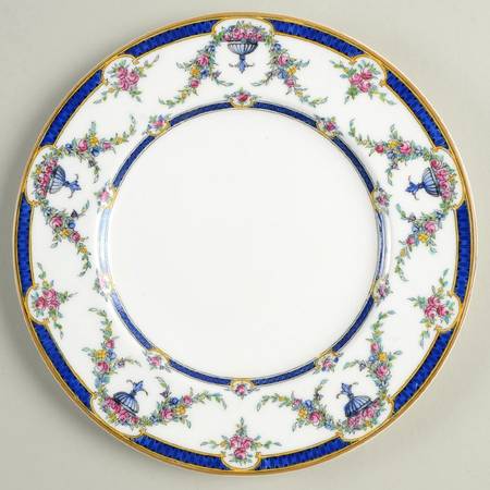 Rosemary Dark Blue White Dessert/Pie Plate