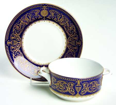 Sandringham Cobalt Blue Flat Cream Soup Bowl & Saucer Set